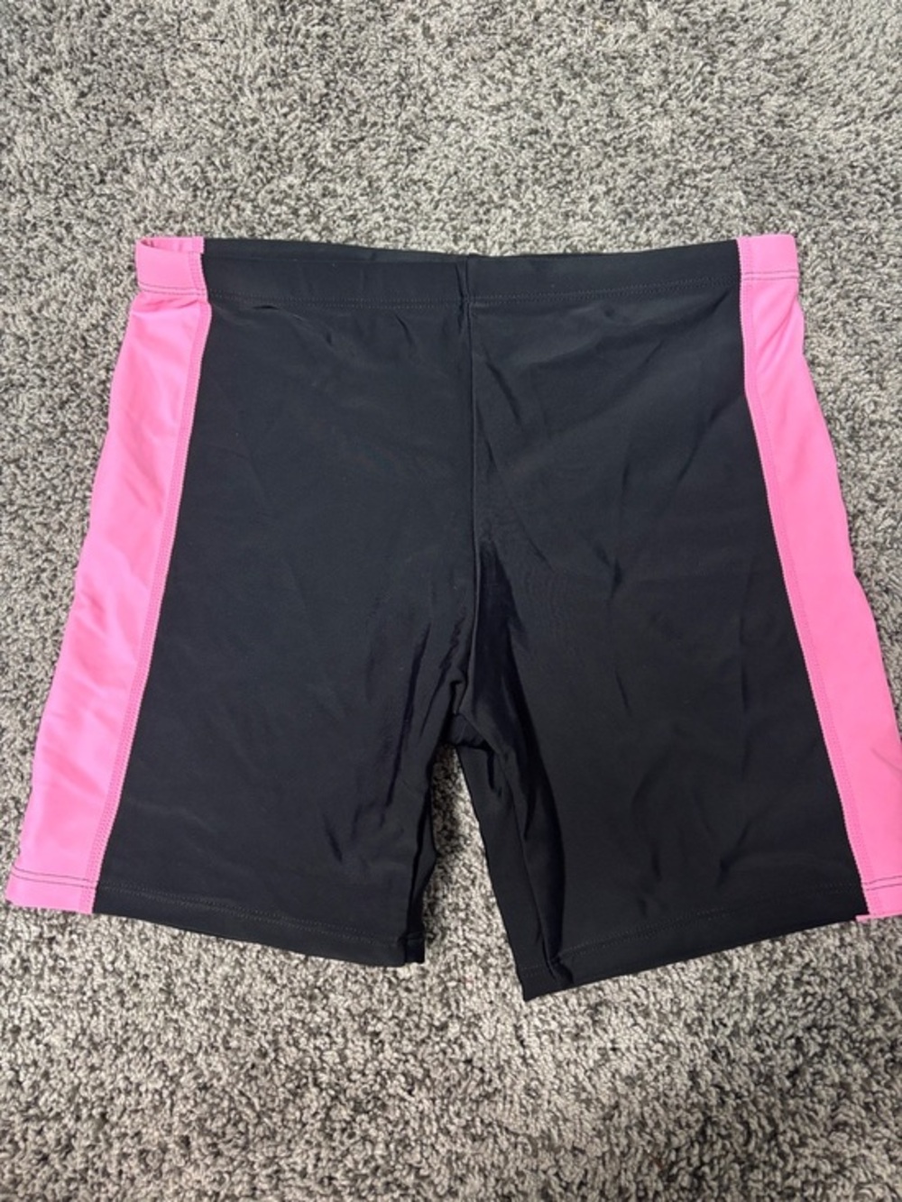 Source Unknown Girls Black Swim Shorts with Pink Side Panels